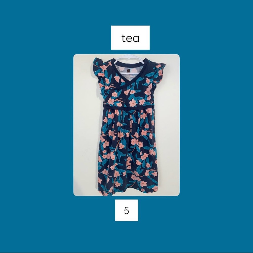 Tea Collection Navy and Pink Floral Dress